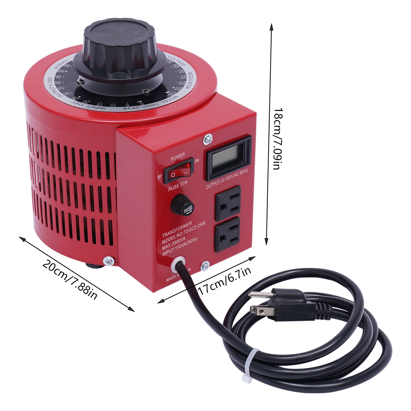 Variable Transformer Adjustable Output Variable Ac Voltage Regulator W/ US Plug