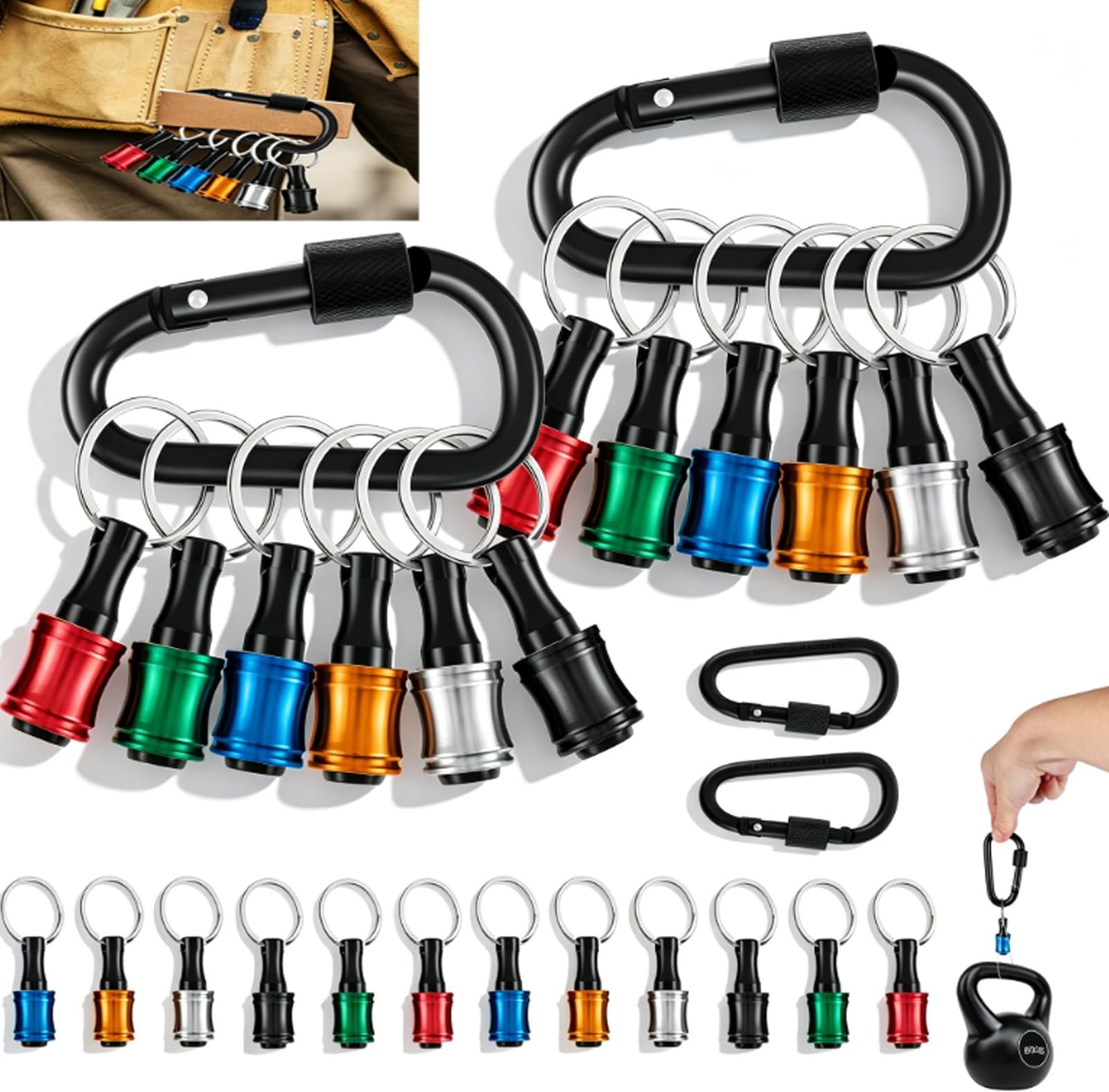 12Pcs Keychain Bit Holder For Impact Driver, 1/4" Socket Hex Shank Screwdrive...