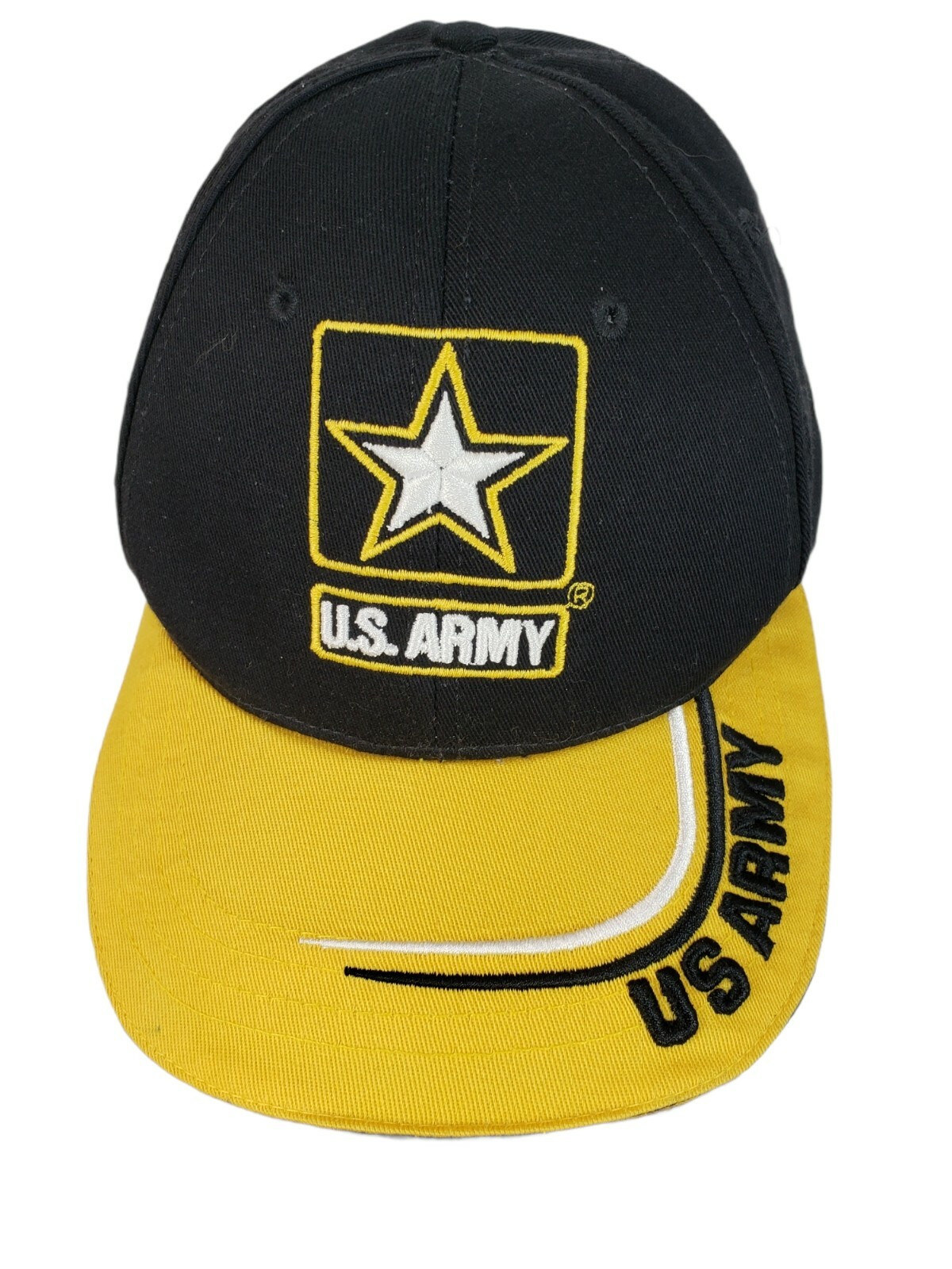 U.S. Army Unbranded Mens Cap Adjustable One Size Fits All Black With Yellow