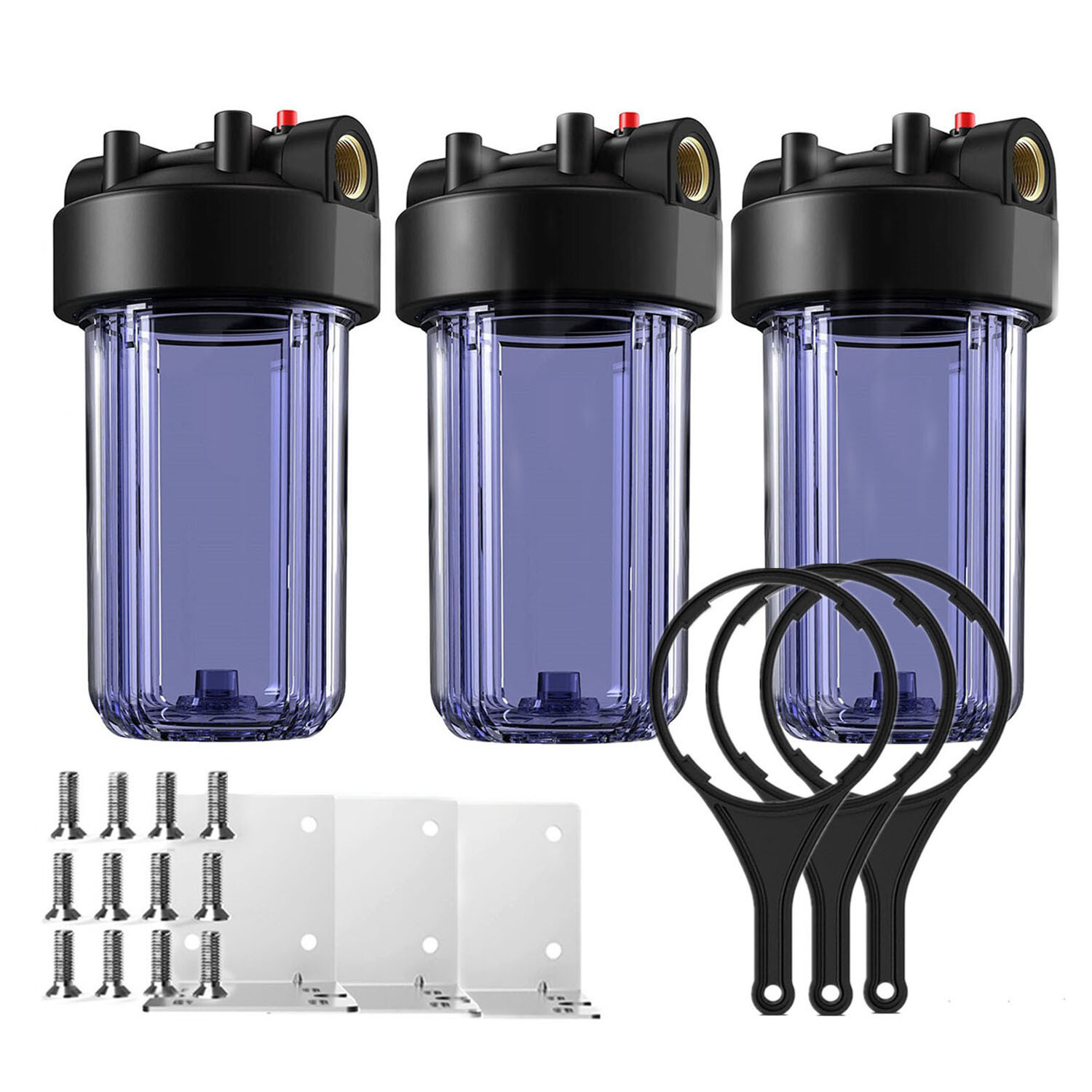SimPure 3 Pack 10 Inch Whole House Water Filter Housing Fit 4.5" x 10" Cartridge