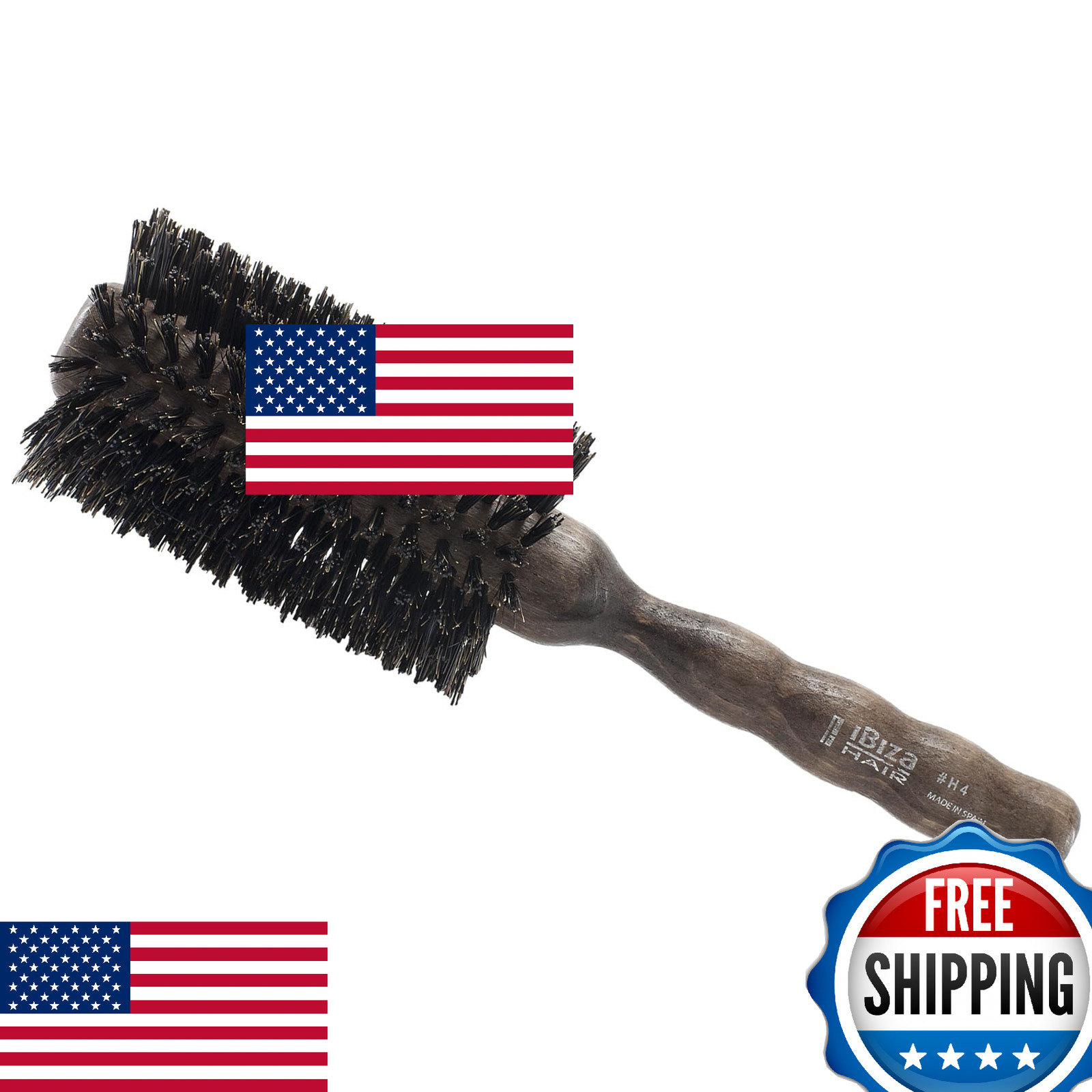 Ibiza Hair Boar Bristle Round Brush (H4-65mm) Hybrid Boar/Nylon Bristles