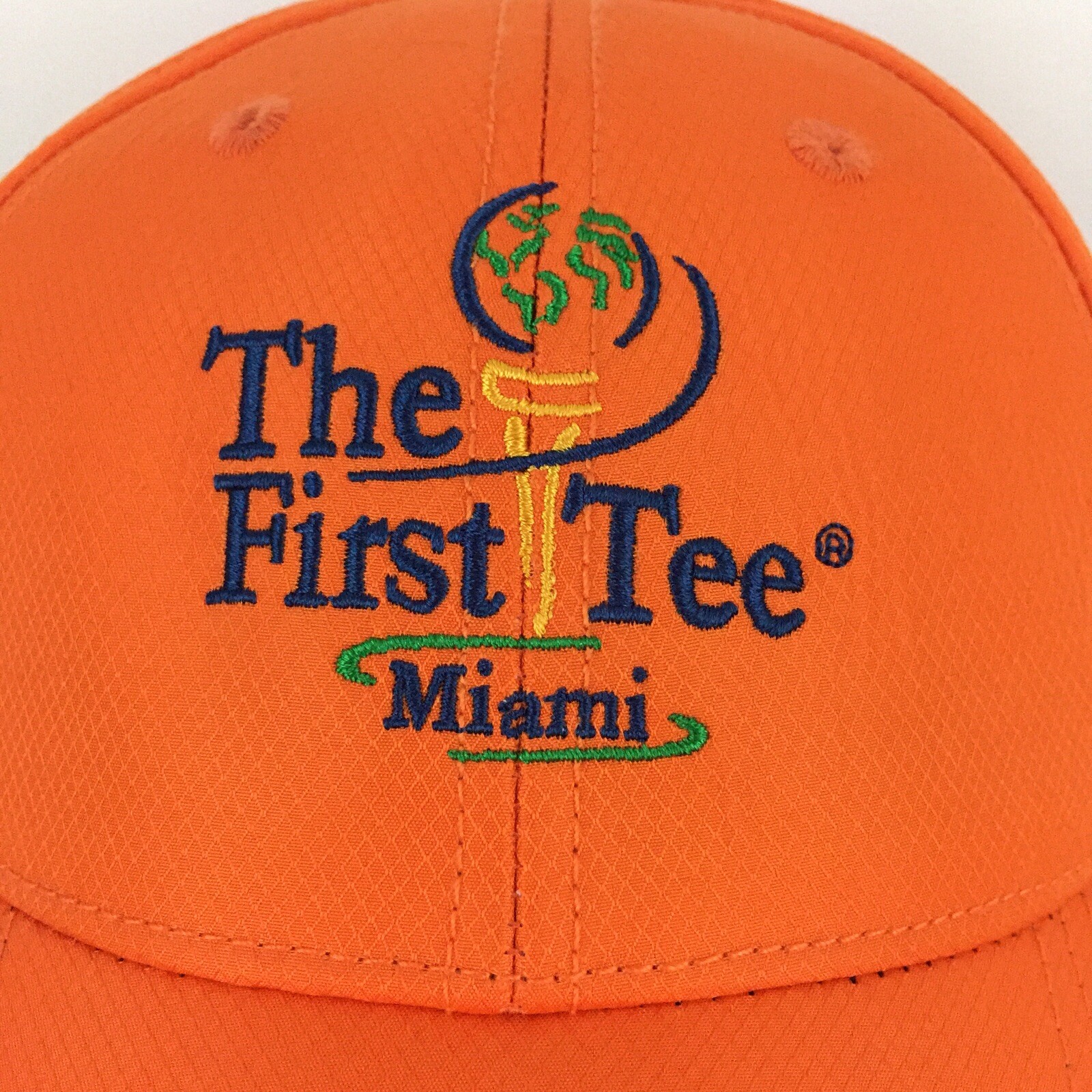 First Tee Miami FL Dade Golf Cap Spell Out Script Logo Tour Beach Baseball Hat