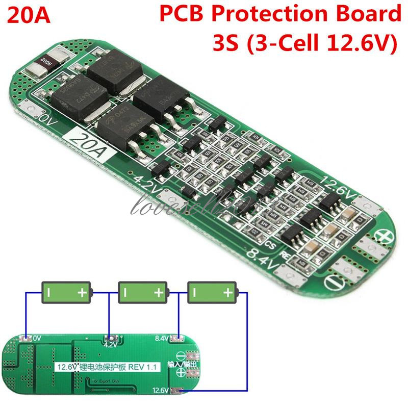 3S 20A Li-ion Lithium Battery 18650 Charger PCB BMS Protection Board Cell 12.6V