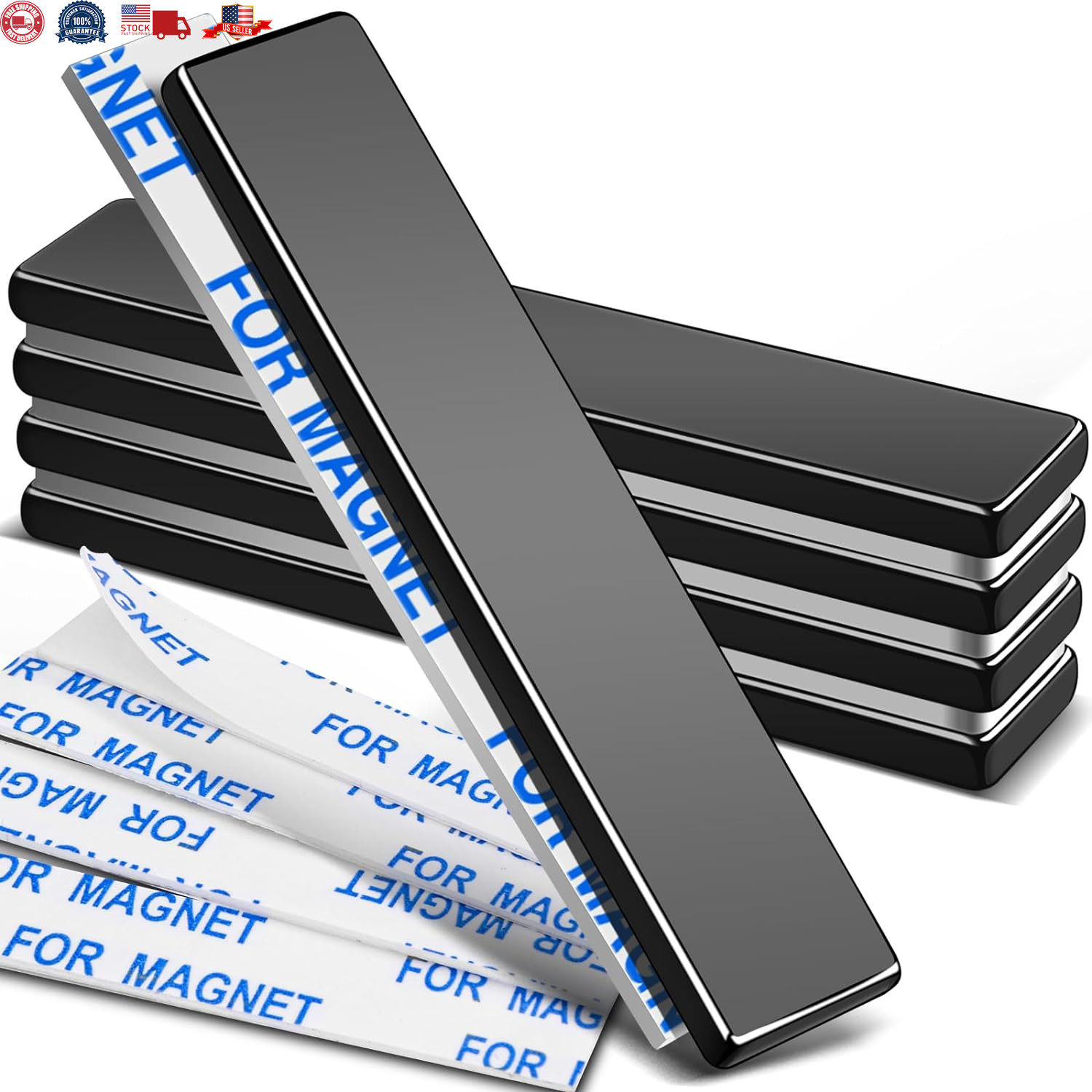 Neodymium Magnets, 5 Pack Black Super Strong Magnets Bar, Waterproof Heavy Du...