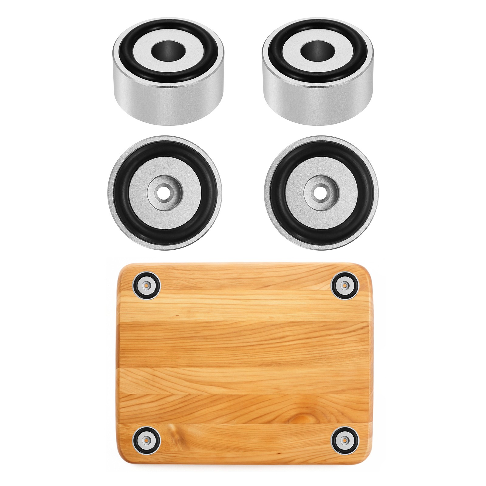 4Pcs Cutting Board Feet, 1.57"x0.79" Speaker Stand Feet, Silver