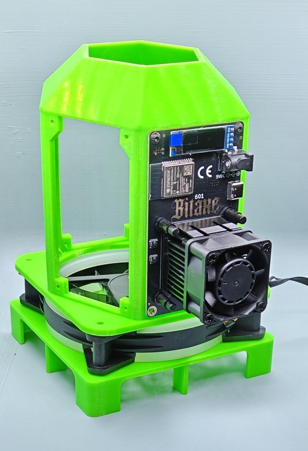 Bitaxe Gamma 601/602 Cooling Tower For 6 Bitaxe 120mm fan mount - Bright Green