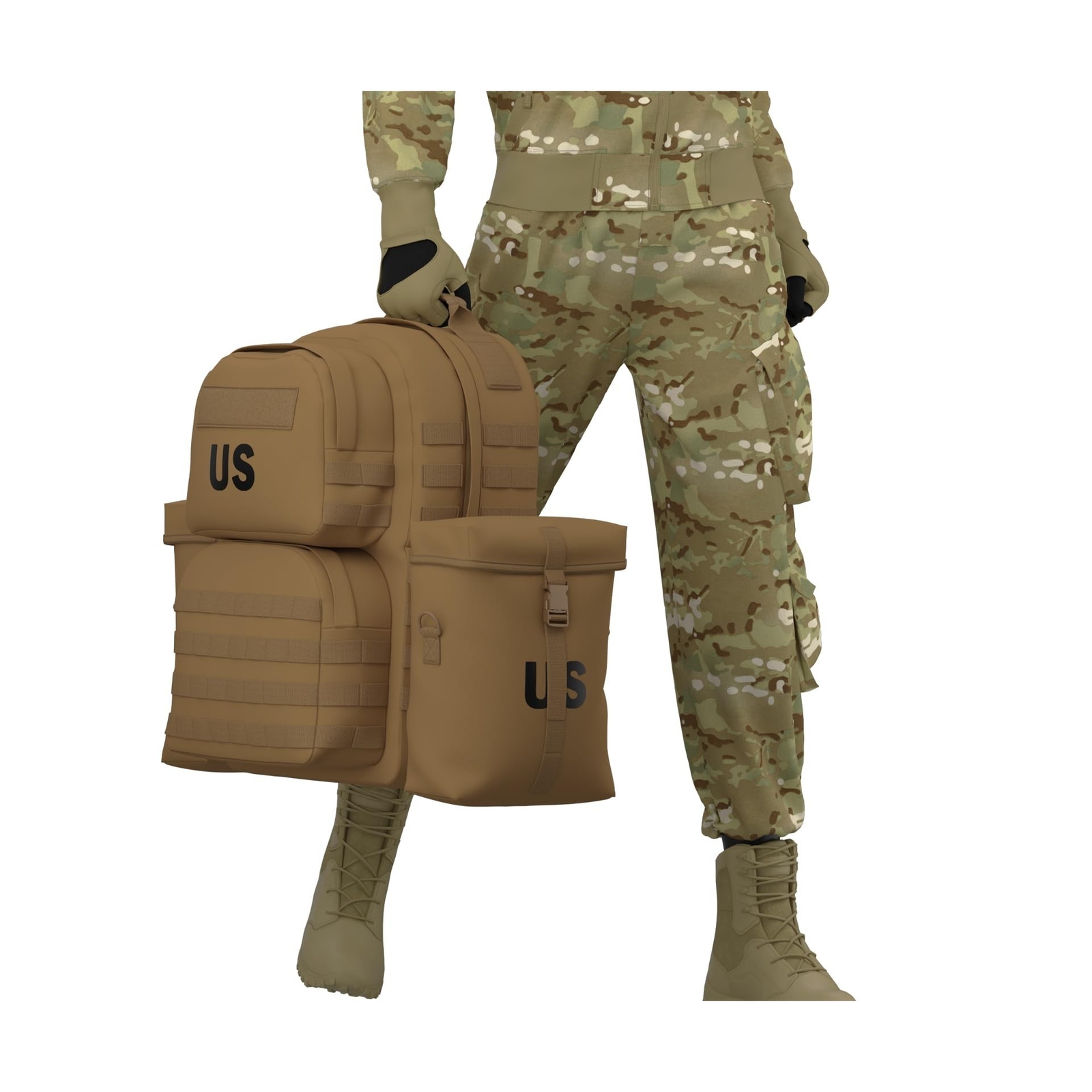 Military Backpack Army Rucksack for men, MOLLE 2 Medium Assault Pack with Ext...