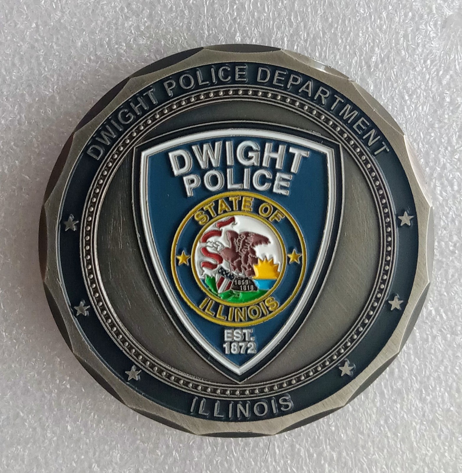 DWIGHT POLICE CHALLENGE COIN sheriff patrol Livingston Grundy Route 66 ILLINOIS
