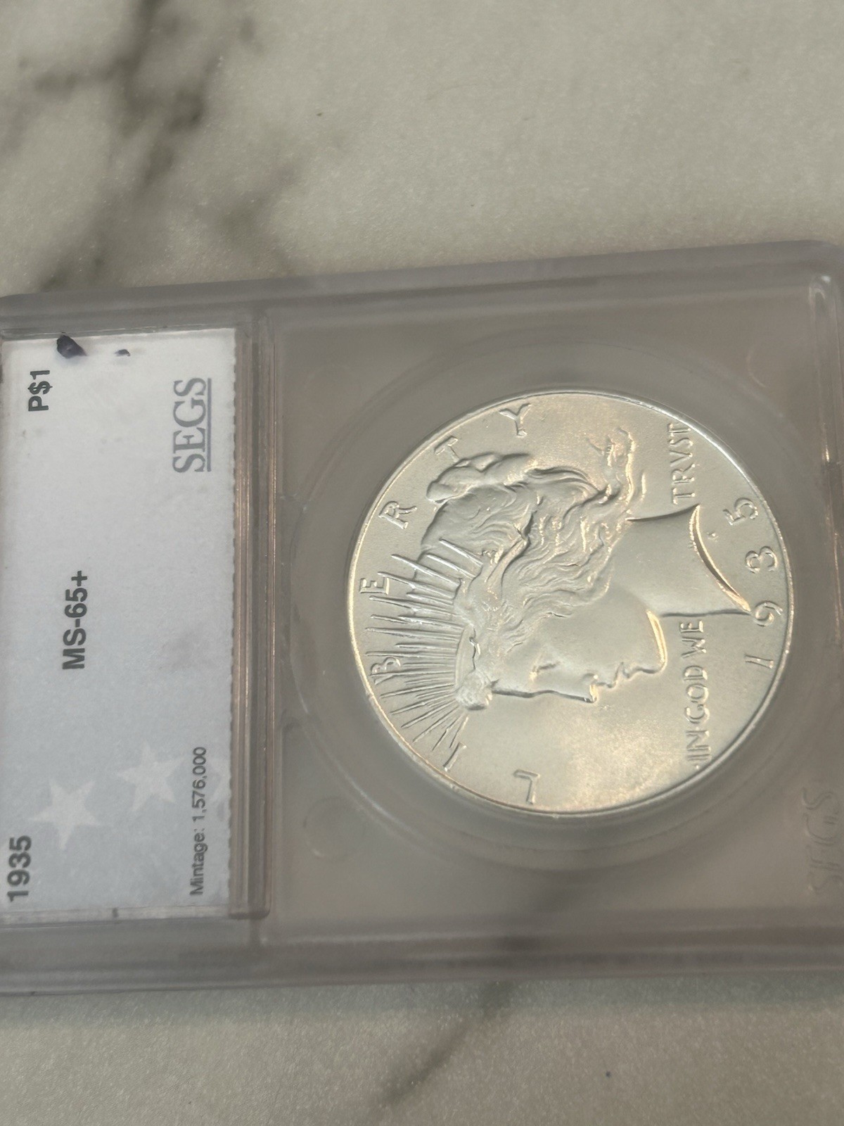 1935 SEGS Ms 65+ Peace Dollar Great Price! Please Check My Many Listings😊