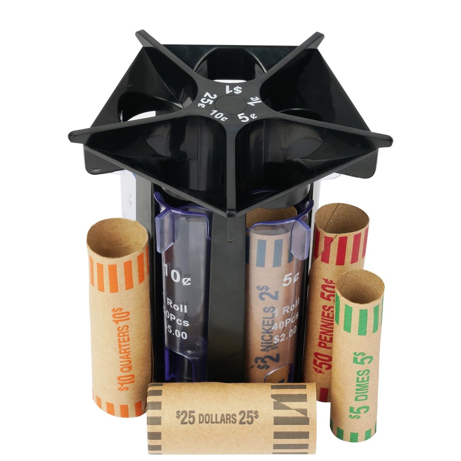 Ainiv Coin Sorter Tube Coin Counter with Coin Wrappers, 5-in-1 Change Sorter ...