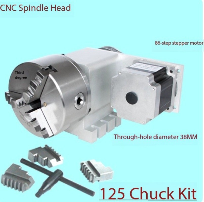 CNC Indexing Head Rotary Axis Through-Hole Diameter 30MM Three-Jaw Chuck 130