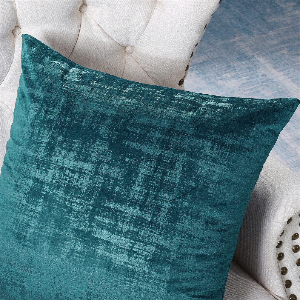 Pack of 2 Textured Velvet Soft Solid Decorative Square Throw Pillow Covers Set