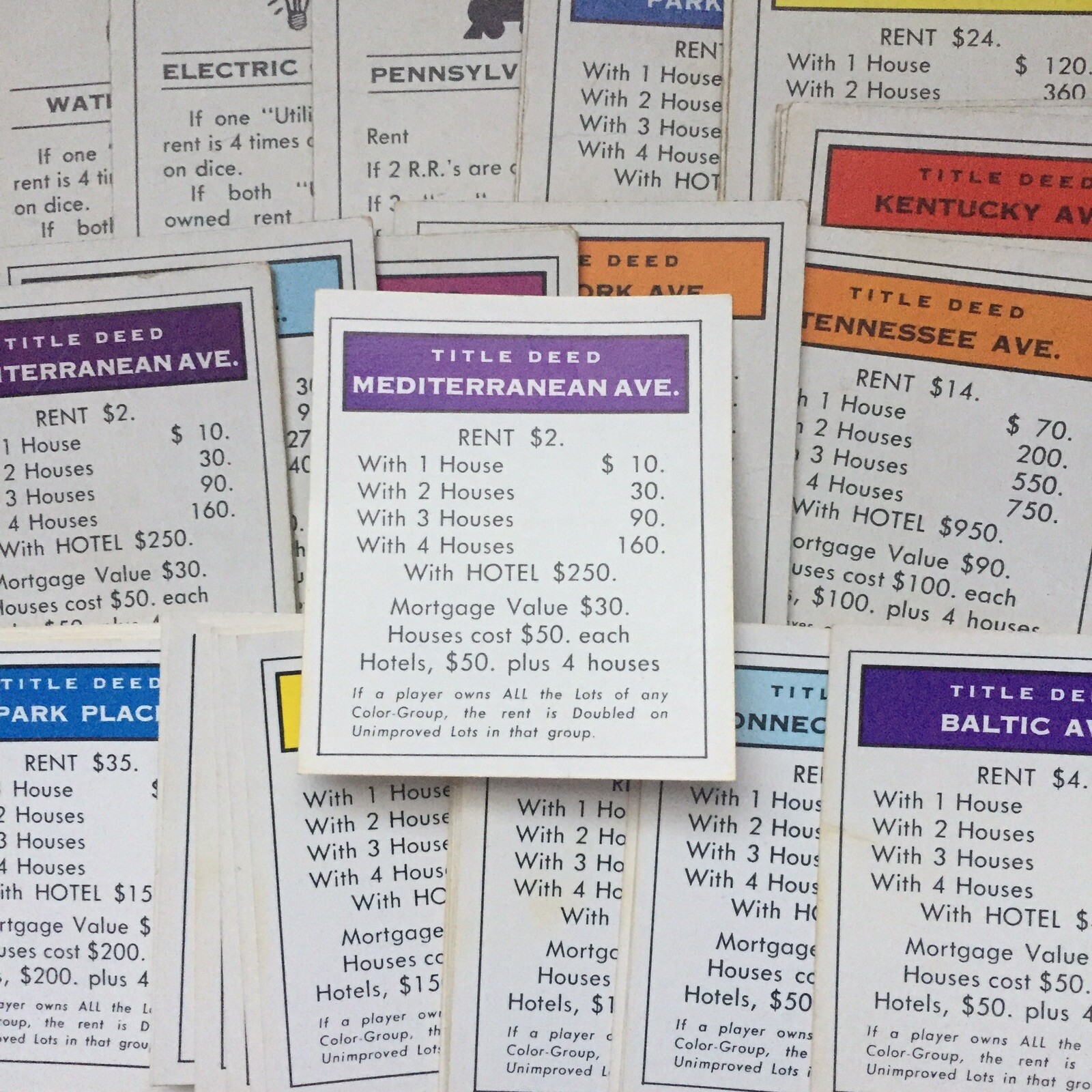 MONOPOLY Game Classic Property Deed Card Replacement Parts, Pick One Your Choice