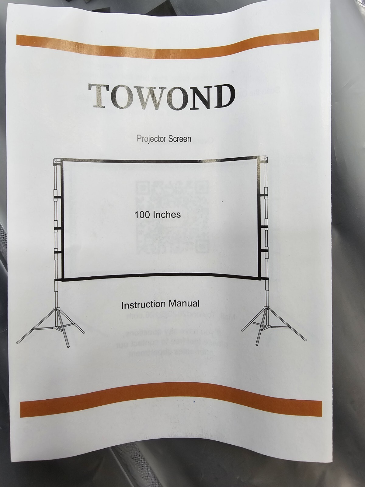 Portable Projector Screen 100" with Stands, Travel Bag, Sandbags(New/Open Box)