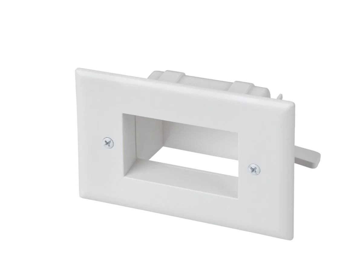 Monoprice Easy Mount Low Voltage Cable Recessed Wall Plate - White