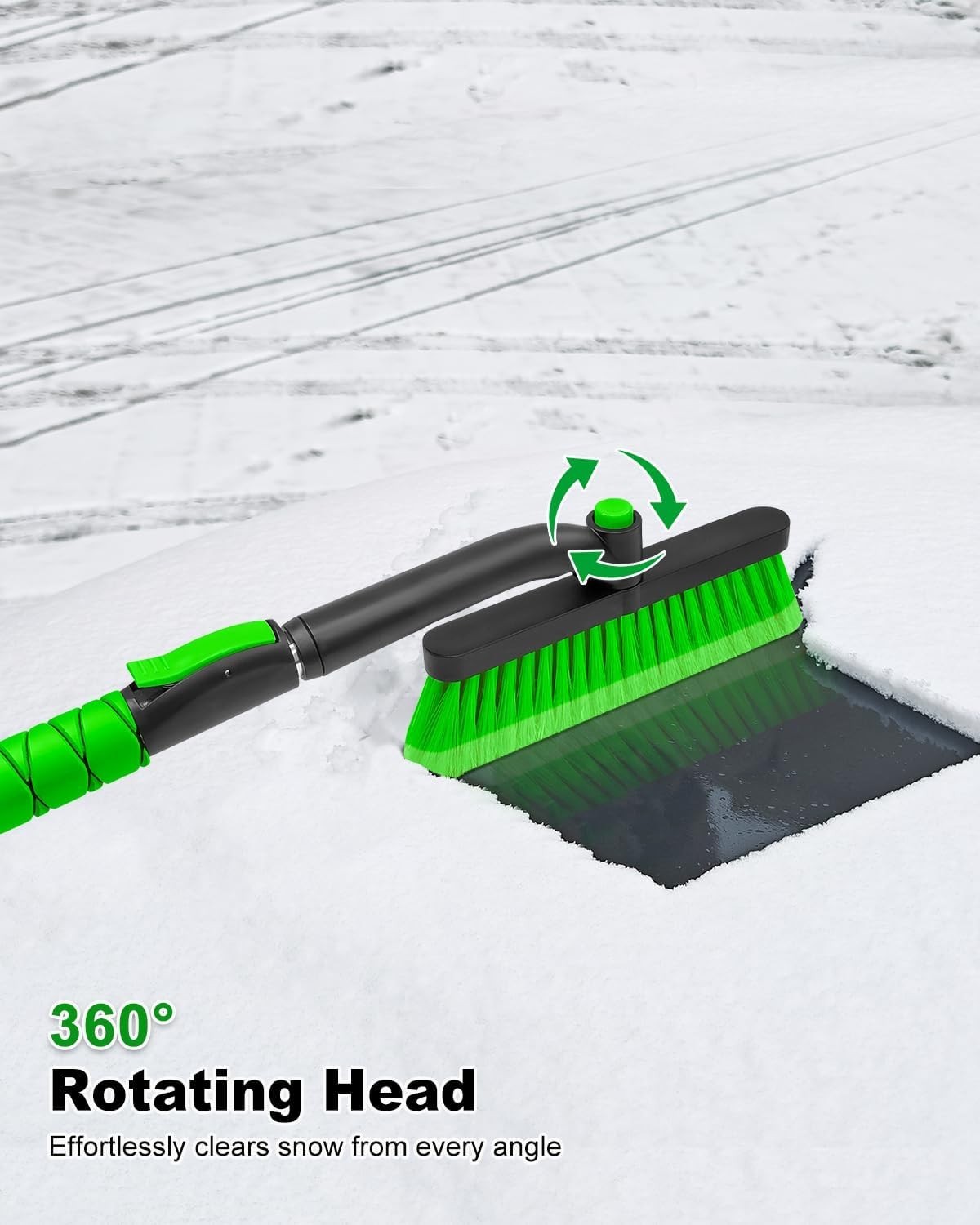 33 Inch Ice Scraper with Snow Brush for Car Windshield, Extendable Snow Scrap...