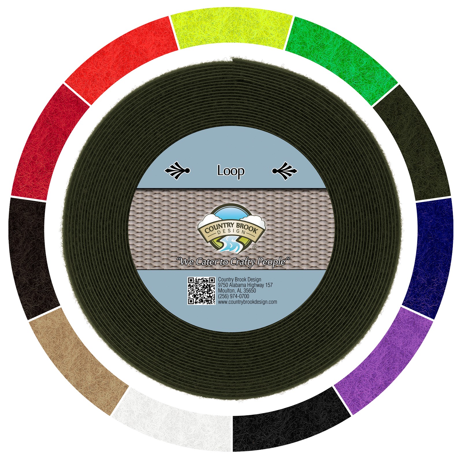 Country Brook Design® Olive Drab Sew On Loop Only (2 inch, 25 yards)