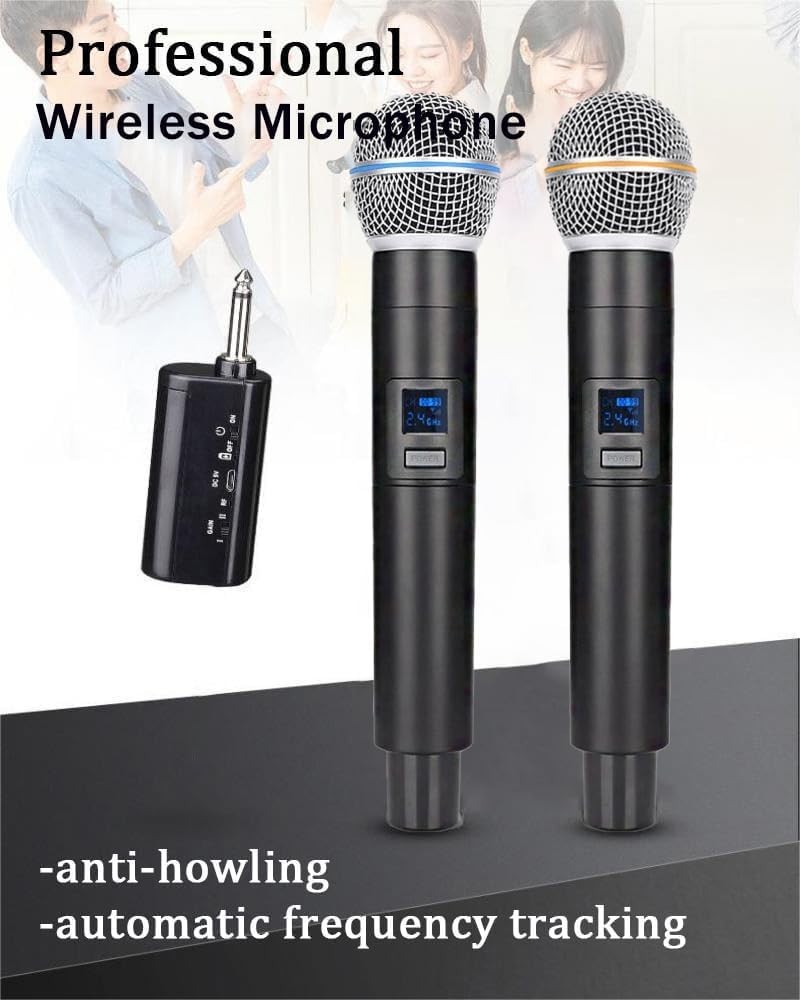 Rechargeable 2.4G Wireless Microphone System with Noise Reduction & Receiver