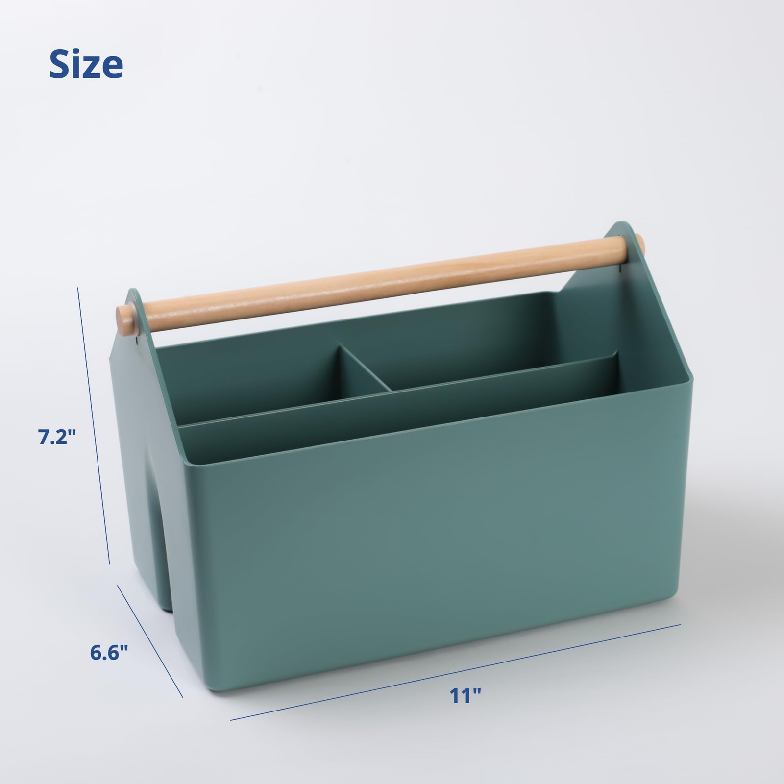 Medium Storage Basket – Plastic Caddy with Wooden Handle for Office, Arts & C...