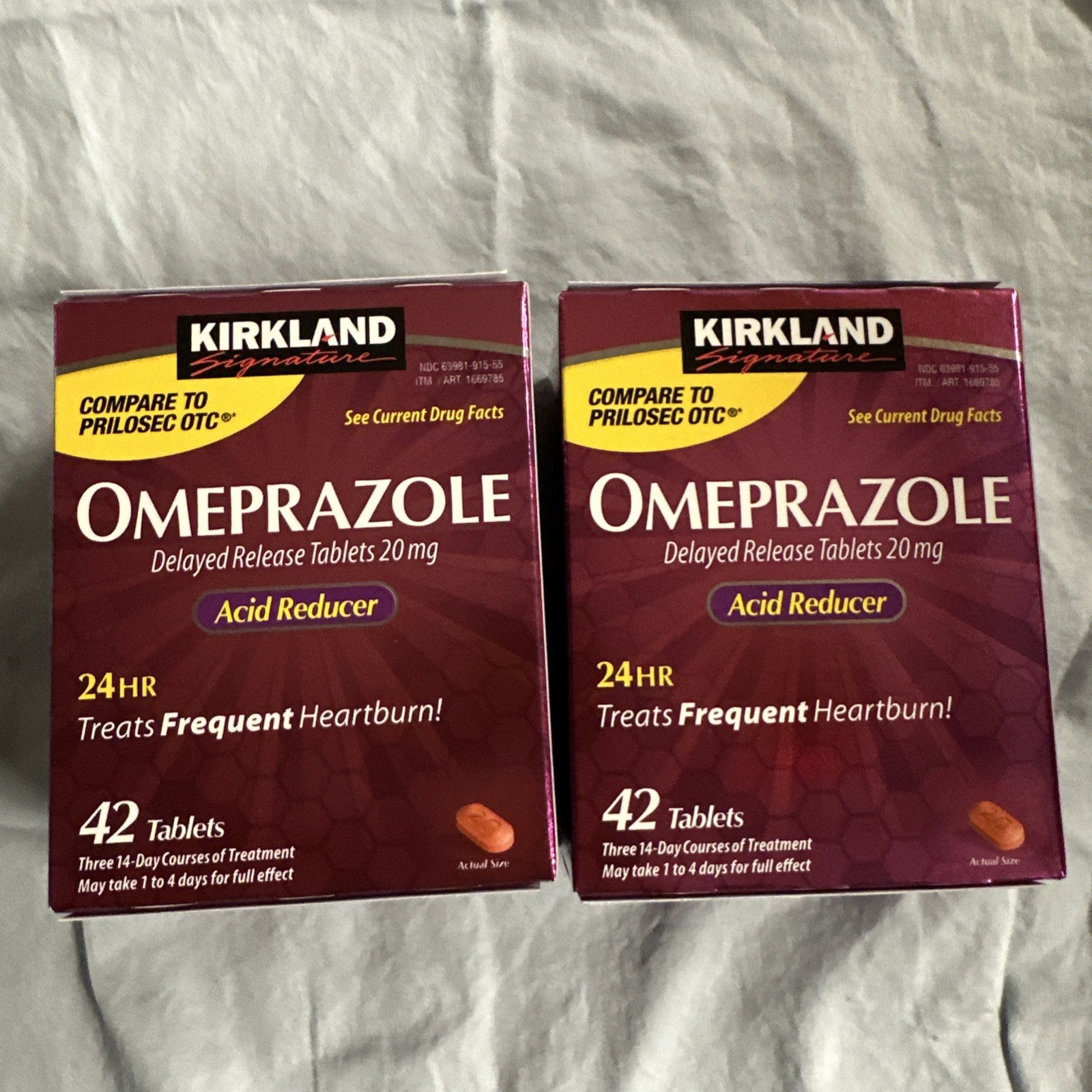 Kirkland Signature Omeprazole 20 mg 42 Tablets Heartburn Lot of 2 READ