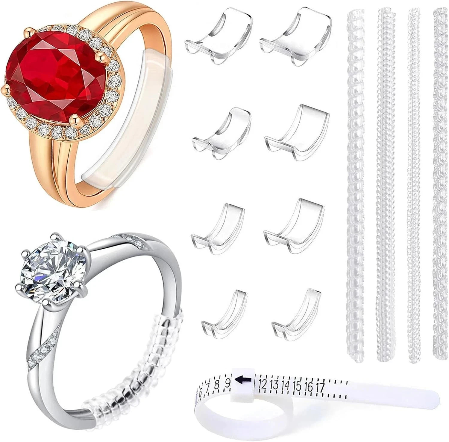 Ring Sizers for Loose Rings, 12 Packs Ring Guards & 1 Ring Sizer Belt, Ring Size