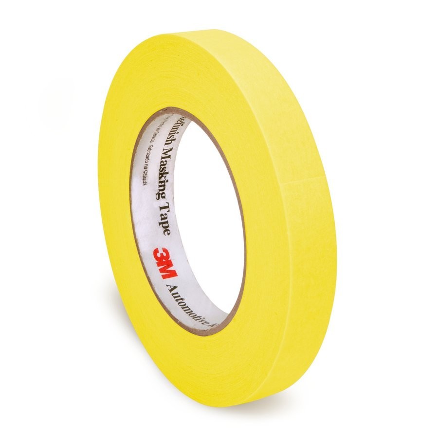3M 06652 Automotive Refinish 18 mm x 55 m Yellow Paper Masking Tape (48 Rolls)