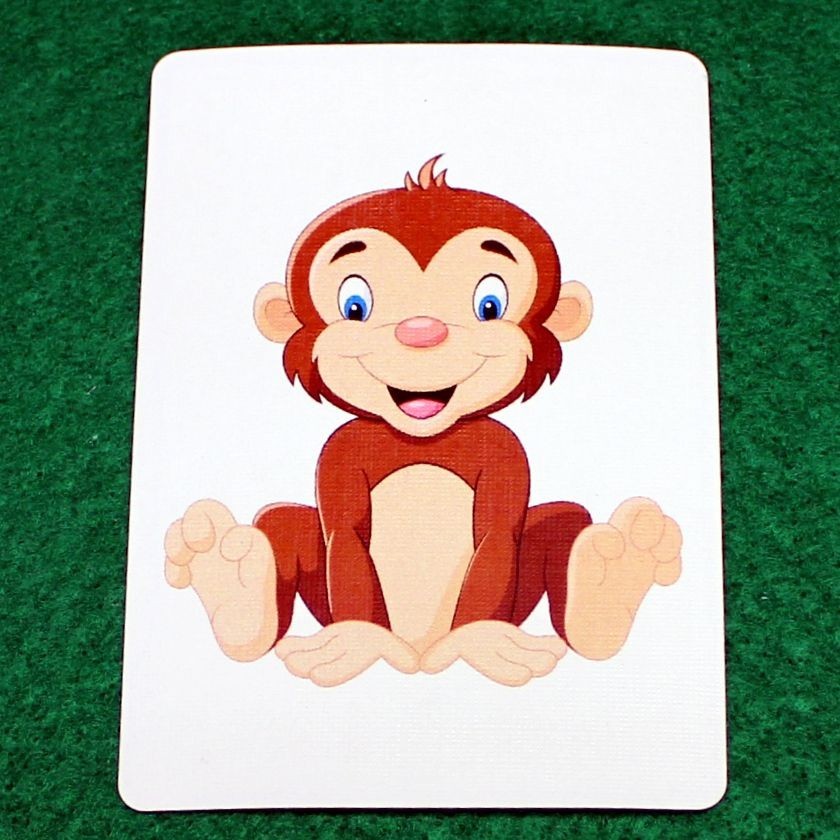 Baby Monkey - Animal, Bicycle Printed Gaff Card, Blue
