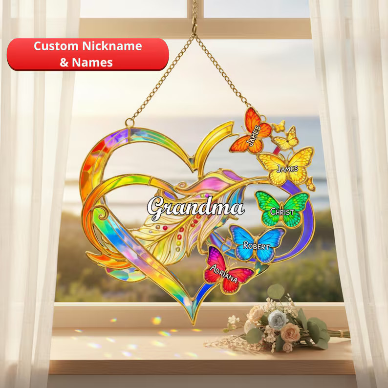 Personalized Grandma Mom Acrylic Suncatcher Gift