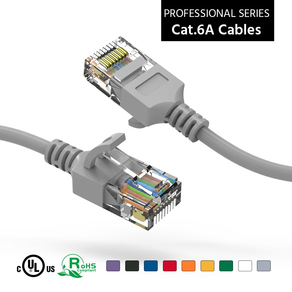 15 Pack of 5Ft CAT6A UTP Slim Ethernet Network Booted Cable 28AWG Gray