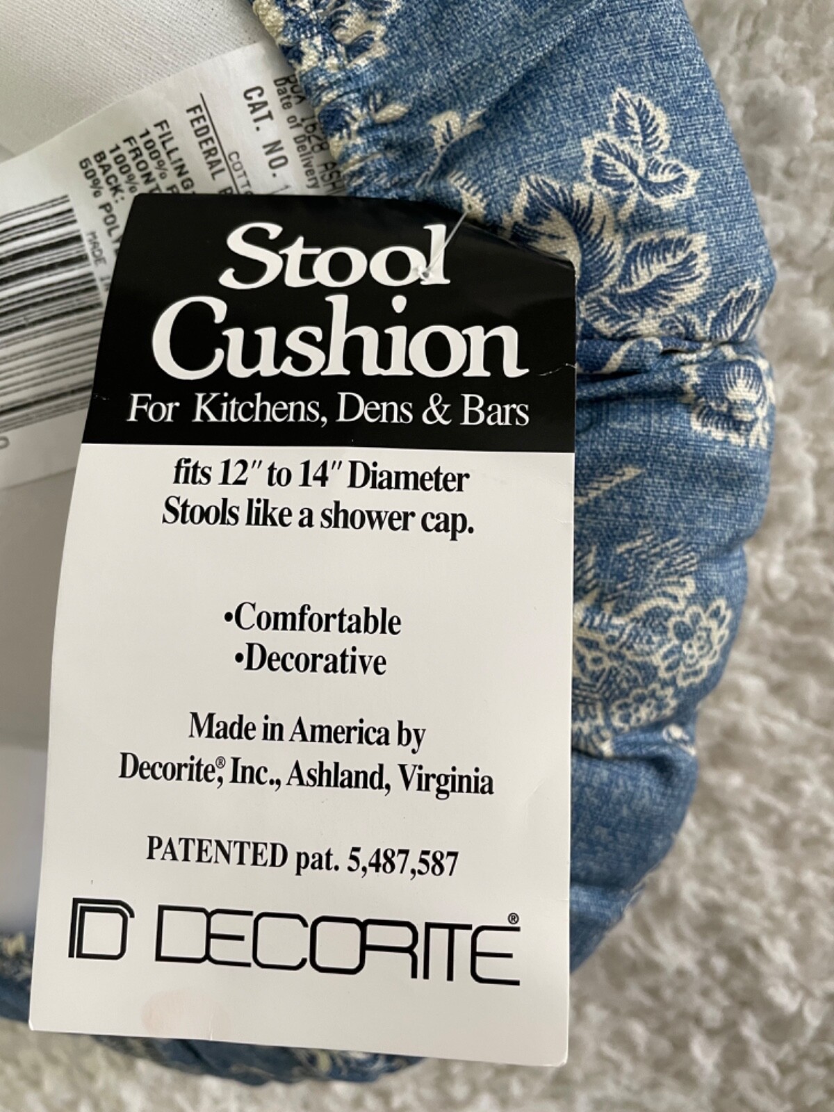 NWT Decorite Round Stool Cushion. Fits 12”-14” Diameter Stools.