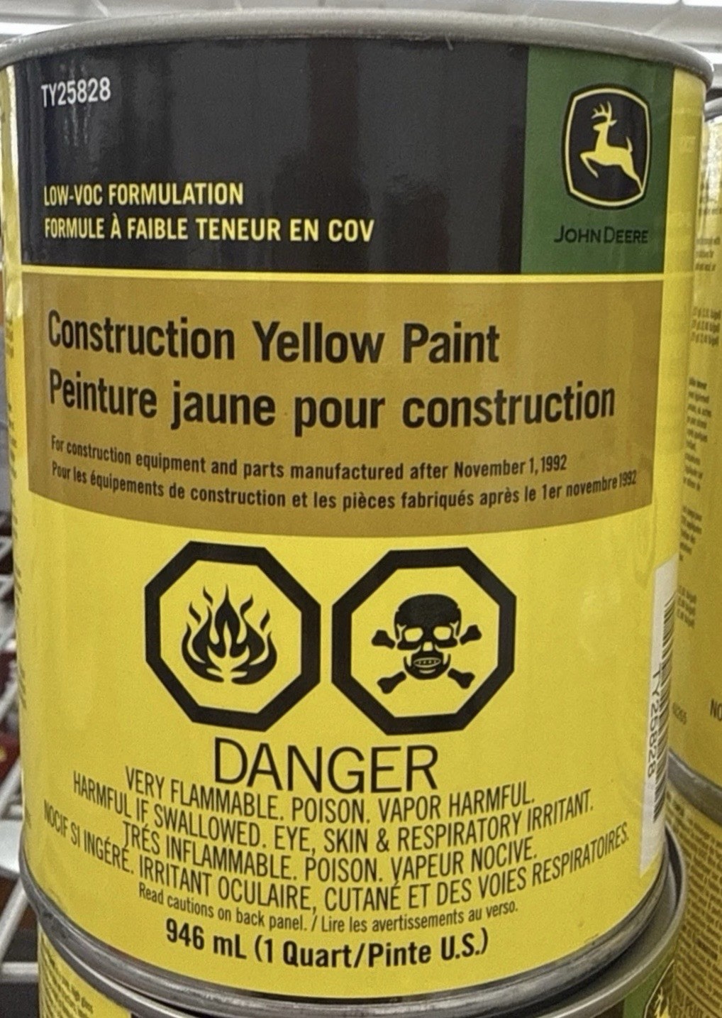 John Deere Industrial Yellow Low-Voc Paint - Quart - TY25828