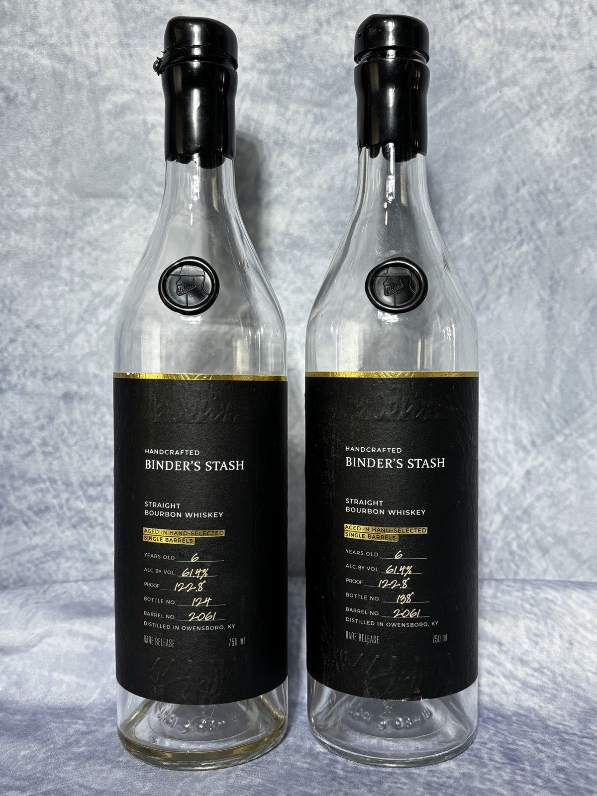 Binder's Stash Leather Bound Books Lot of 2 Bourbon Whiskey Bottles