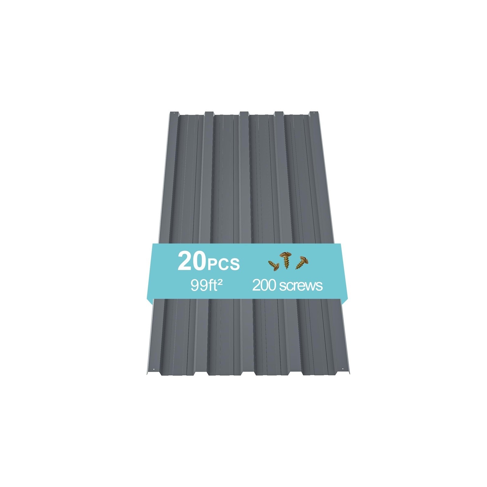 Metal Roof Panels 20 pcs 99 ft² Gray Galvanized Steel Panels Metal Corrugat