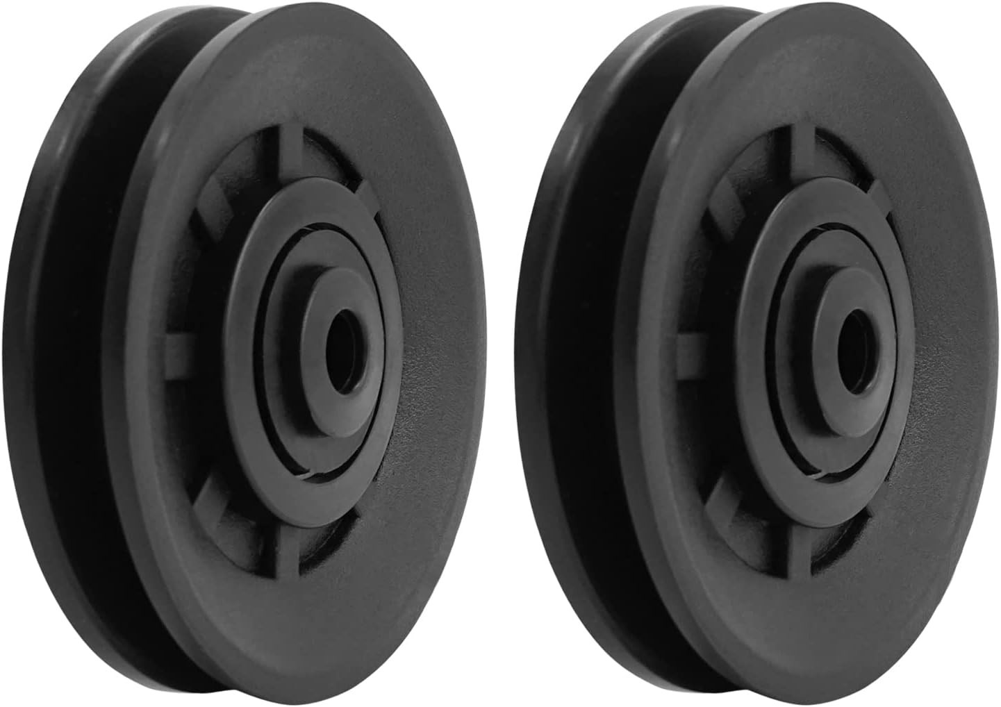 Luwint 3.5" Bearing Pulley Wheel, 2 Packs Fitness 90mm/3.5", 2Pcs Black