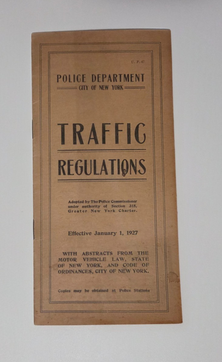 1927 New York City Police Traffic Regulations Booklet NYPD Rare