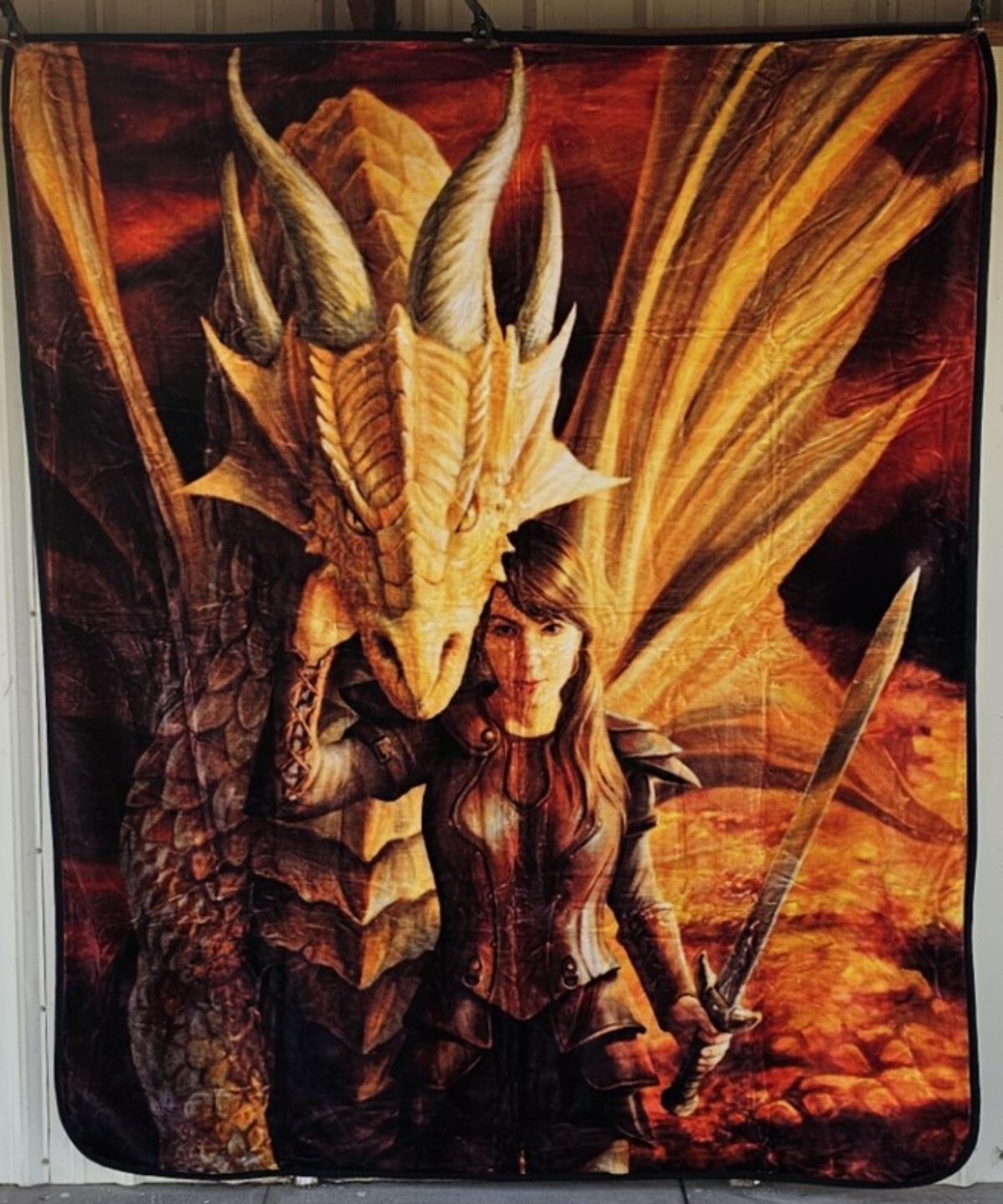 ANNE STOKES INNER STRENGTH WARRIOR DRAGON LADY SWORD FANTASY QUEEN BLANKET