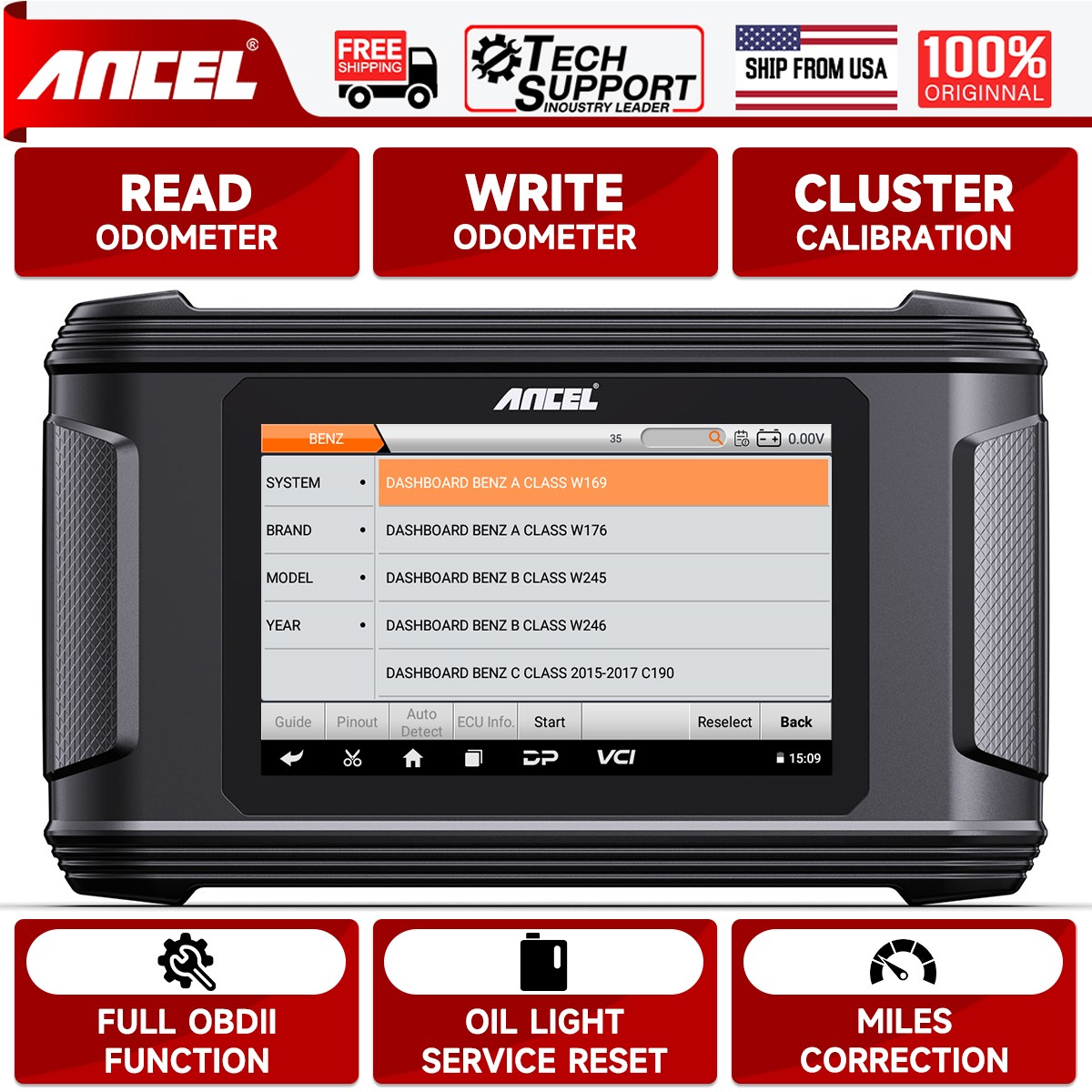 OBD2 Scanner Car Odometer Correction Mileage Adjustment Cluster Calibration Tool