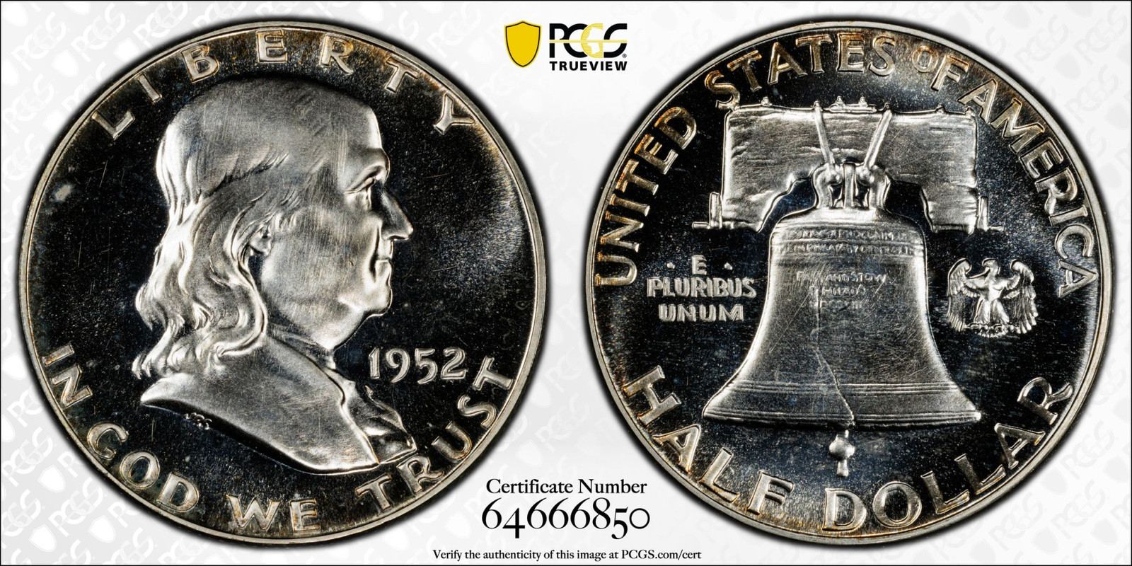 1952 P Half Dollars Franklin PCGS PR-66