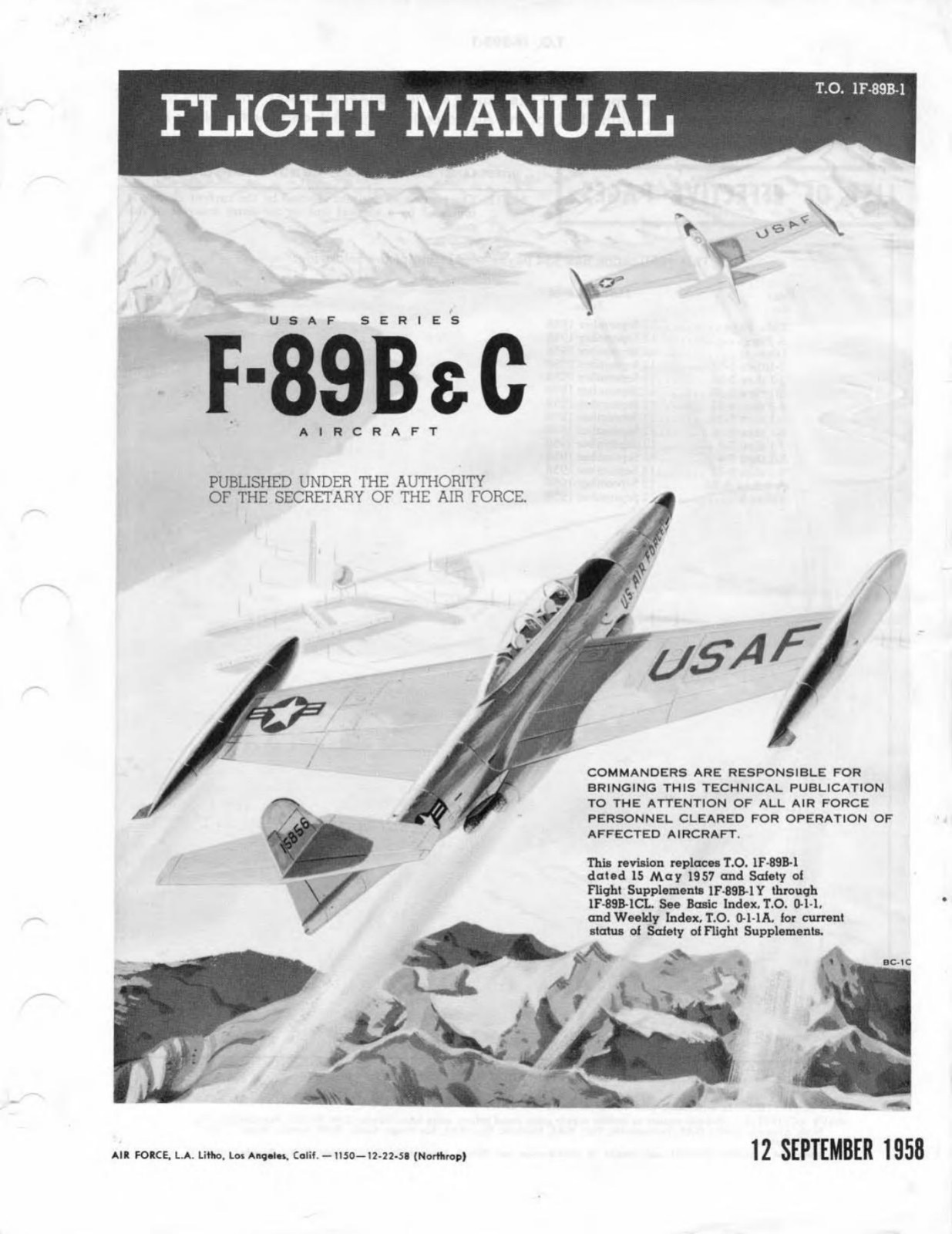 354 Page U.S. 1958 F-89 F-89B F-89C Scorpion TO-1F89B-1 Flight Manual on CD