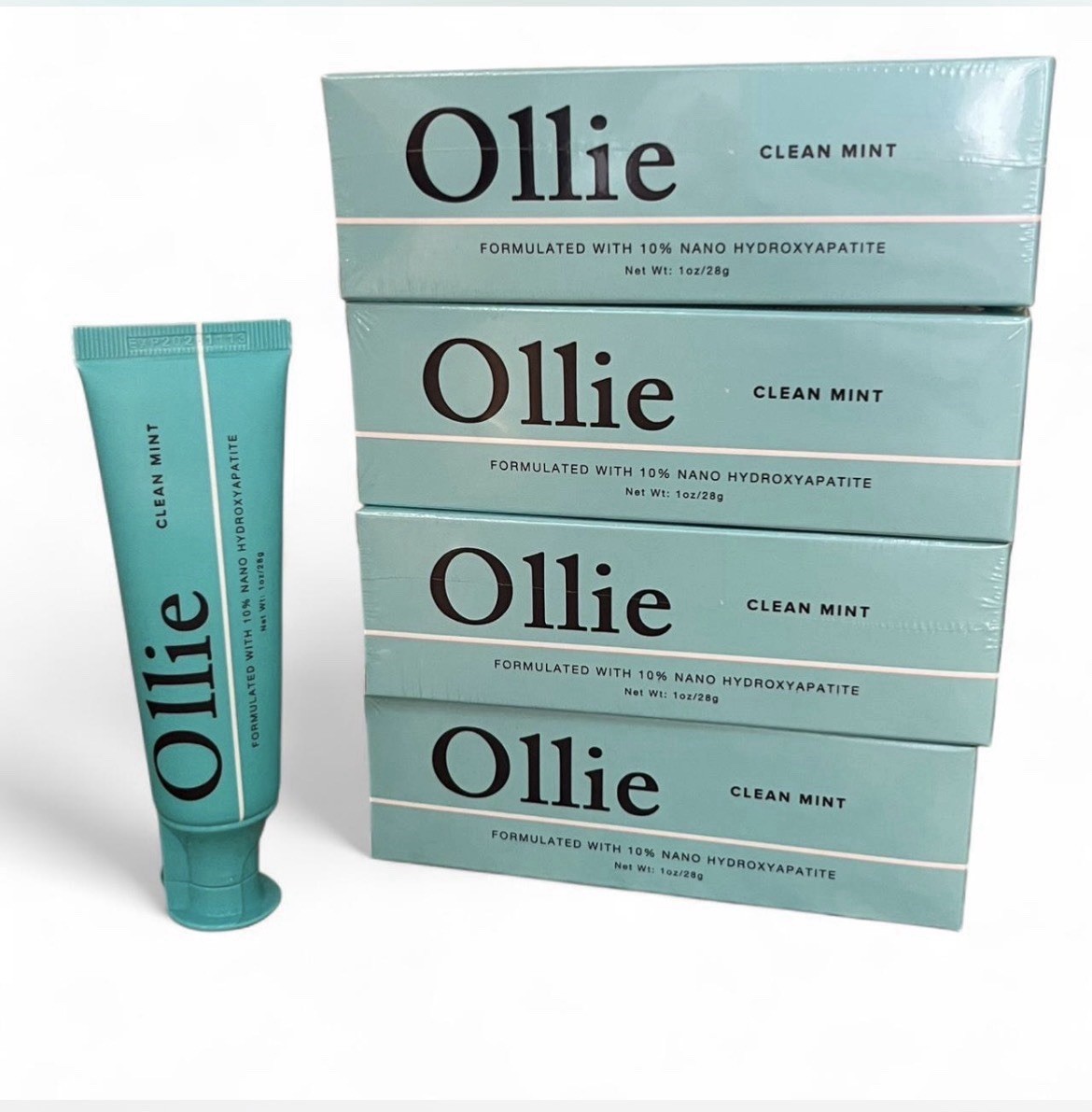 Ollie 10% nano HYDROXYAPATITE Clean Mint  toothpaste 1oz/28g 4-pack
