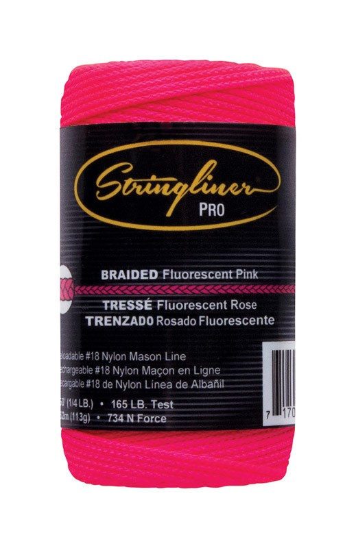 Stringliner 35162 Fluorescent Pink Nylon Braided Mason Line Refill 270 L ft.