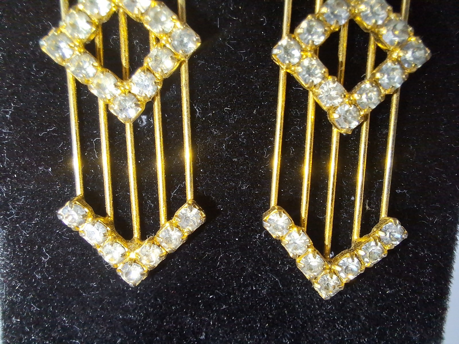 Stunning Goldtone Crystal Dangle Post Earrings