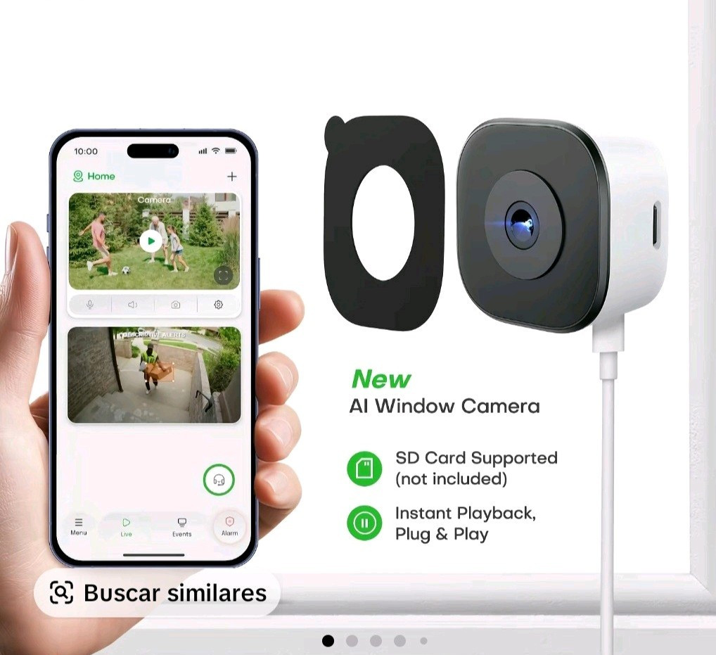 AI Window Camera 1080p Indoor Wi-Fi IP Surveillance, SD Card, Plug & Play