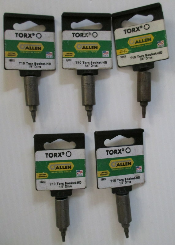 Allen brand Torx T10 lot of 5 58902 1/4 drive