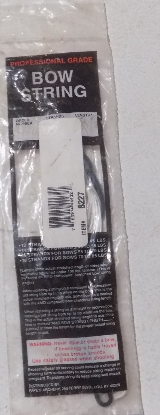 1 Papes Professional Bowstrings B 12str 27"