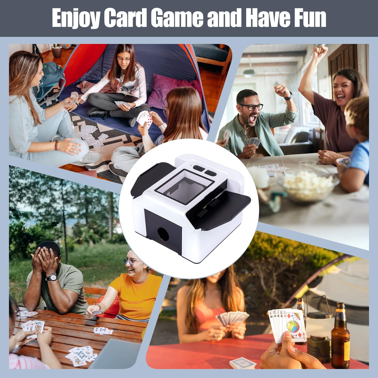 Automatic Card Shuffler, Rechargeable Portable UNO Shuffler Machine with Dual...