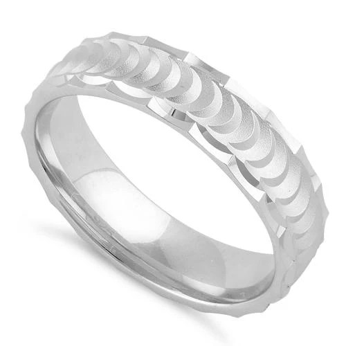 925 Sterling Silver Half Moon Wedding Band Ring