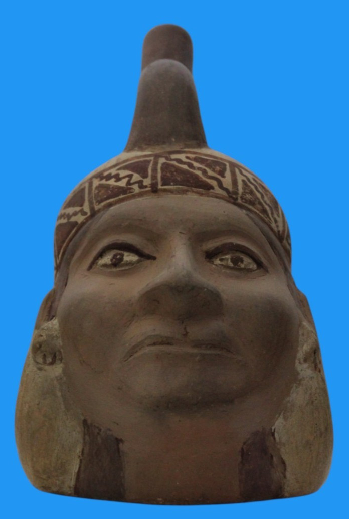 Museum Replica of a Pre Columbian Moche Artifact From Peru Portrait Vessel 005