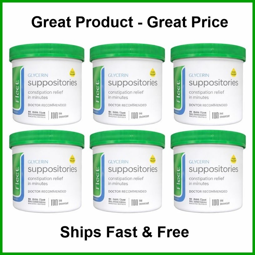 6 Pack Fleet - Glycerin Suppositories, Laxative, Adult Jar, 100 Each - Exp 7/27