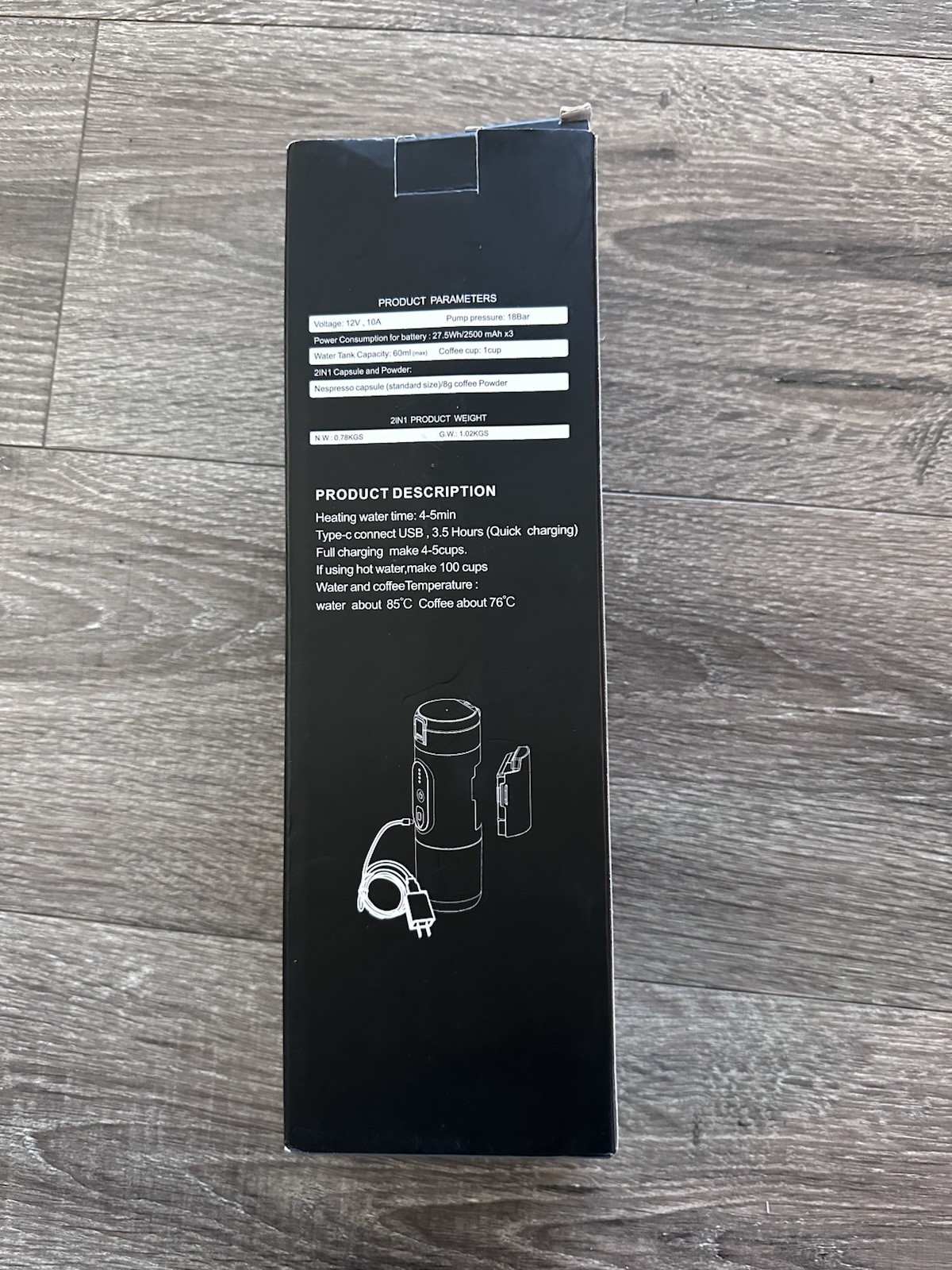 Portable Rechargeable Espresso Coffee Maker Machine Capsule